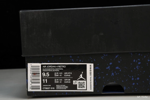 1st Kicks Black 4 CT8527-018 Retro Game Jordan Royal 0822